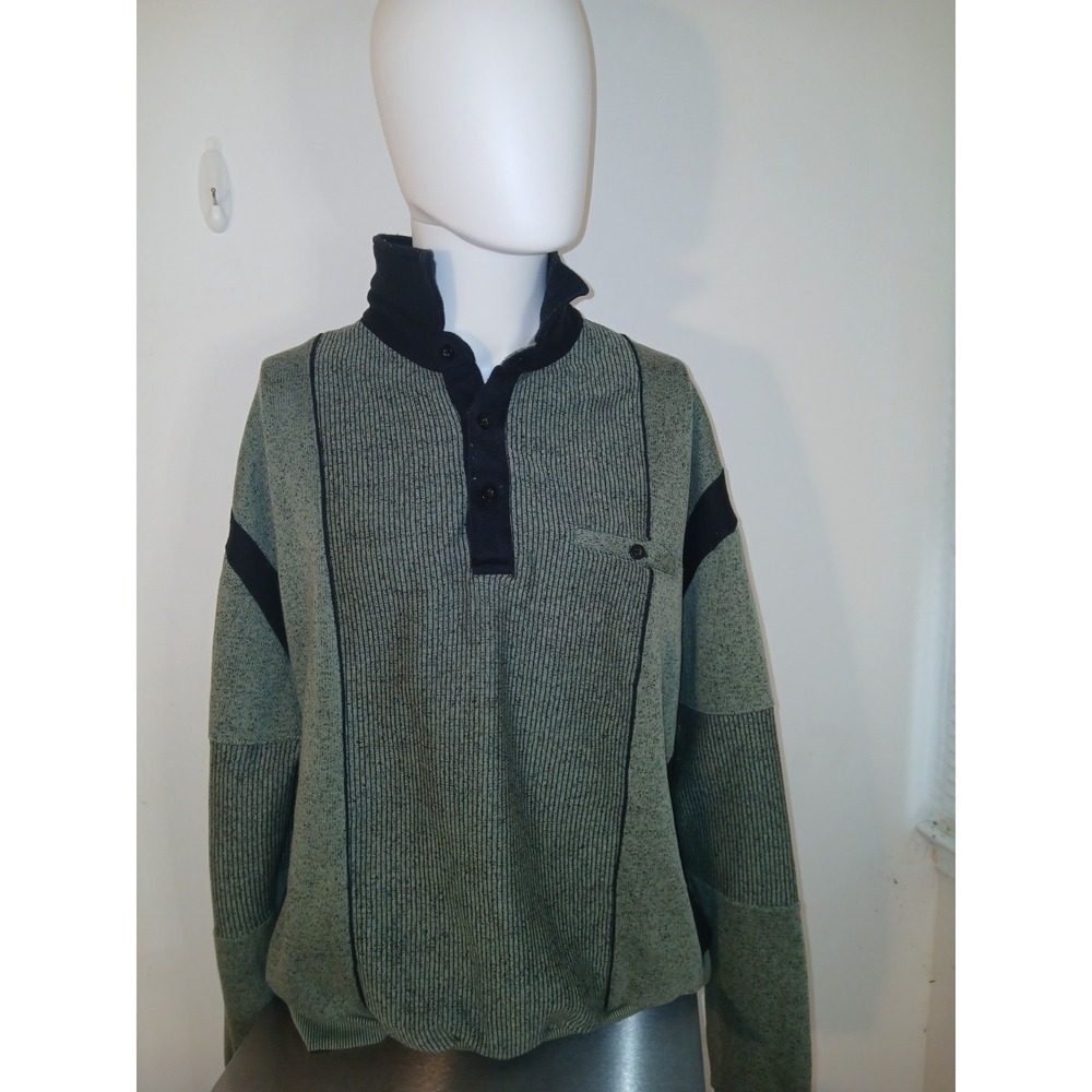 Classics By Palmland Vintage Mens XXL Sweater Polo Green Black Pullover Golf